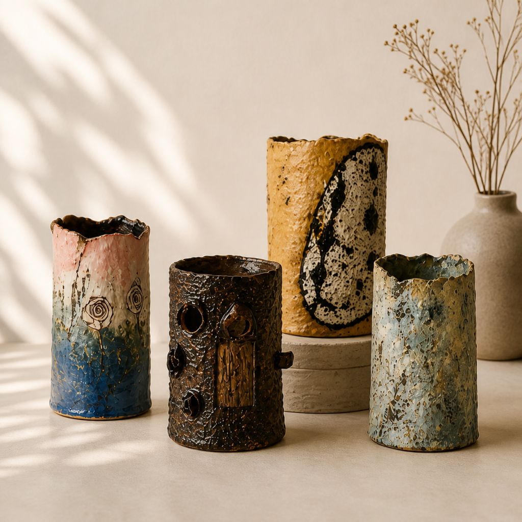 A beautiful display of ceramic vessels