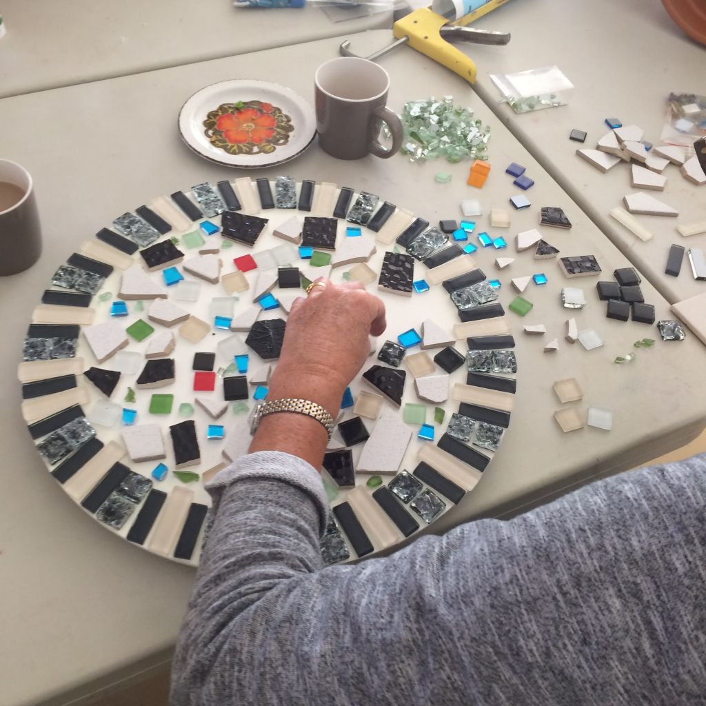 creating a piece of art at the workshop